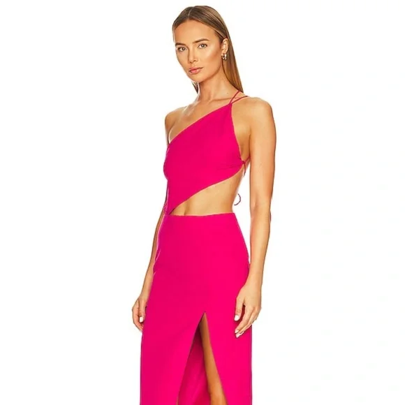 Bardot Pink One-Shoulder Midi Dress - Picture 6 of 12
